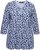 Ulla Popken Floral 3/4 Sleeve V-Neck A-Line Tee Blue - T-Shirts - T-Shirts für Damen