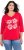 Ulla Popken Floral Graphic V-Neck Tee Lychee - Bedruckte T-shirts für herren - Bedruckte Damen-T-Shirts
