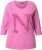 Ulla Popken Textured Lettering 3/4 Sleeve Tee Pink - Bedruckte T-shirts für herren - Bedruckte Damen-T-Shirts