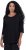 Ulla Popken Flower Epaulet 3/4 Sleeve Top Black - Bedruckte T-shirts für herren - 