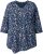 Ulla Popken Ribbon Print 3/4 Sleeve Asymmetric Tee Navy - Bedruckte T-shirts für herren - Bedruckte Damen-T-Shirts