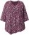 Ulla Popken Ribbon Print 3/4 Sleeve Asymmetric Tee Plum - Bedruckte T-shirts für herren - 
