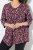 Ulla Popken Ribbon Print 3/4 Sleeve Asymmetric Tee Plum - Bedruckte T-shirts für herren - Bedruckte Damen-T-Shirts