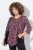 Ulla Popken Ribbon Print 3/4 Sleeve Asymmetric Tee Plum - Bedruckte T-shirts für herren - Bedruckte Damen-T-Shirts
