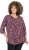 Ulla Popken Ribbon Print 3/4 Sleeve Asymmetric Tee Plum - Bedruckte T-shirts für herren - 