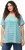 Ulla Popken Palm Tree Embroidered Tee Turquoise Green - Bedruckte T-shirts für herren - 