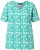 Ulla Popken Coral Reef Printed Short Sleeve V-Neck Tee Emerald - Bedruckte T-shirts für herren - 