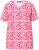 Ulla Popken Coral Reef Printed Short Sleeve V-Neck Tee Lychee - Bedruckte T-shirts für herren - 