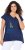 Ulla Popken Half-Sleeve A-line V-Neck Boat Pattern T-Shirt Ink Blue - Bedruckte T-shirts für herren - Bedruckte Damen-T-Shirts