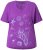Ulla Popken Marine Print Short Sleeve Tee Purple - Bedruckte T-shirts für herren - 