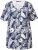 Ulla Popken Feather Print Short Sleeve V-Neck Tee Ink Blue - Bedruckte T-shirts für herren - 