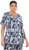 Ulla Popken Feather Print Short Sleeve V-Neck Tee Ink Blue - Bedruckte T-shirts für herren - 