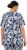 Ulla Popken Feather Print Short Sleeve V-Neck Tee Ink Blue - Bedruckte T-shirts für herren - 