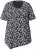 Ulla Popken Bow Print Short Sleeve Pointed Hem Tee Black - Bedruckte T-shirts für herren - 