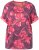 Ulla Popken Quick Drying Flower Print Short Sleeve Tee Dark Cherry - Bedruckte T-shirts für herren - 