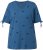 Ulla Popken Bow Print Split Sleeve Tee Indigo Denim - Bedruckte T-shirts für herren - 