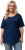 Ulla Popken Cold Dye Ruffle Edge Pocket Tee Dark Blue - T-Shirts - T-Shirts für Damen