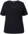 Ulla Popken Satin Trimmed Ribbed Jersey Short Sleeve T-Shirt Black - T-Shirts - 