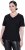 Ulla Popken Satin Trimmed Ribbed Jersey Short Sleeve T-Shirt Black - T-Shirts - 