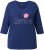 Ulla Popken Smile Rhinestone 3/4 Sleeve Graphic Tee Ink Blue - Bedruckte T-shirts für herren - Bedruckte Damen-T-Shirts