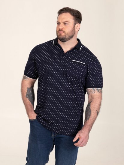 D555 Reid AOP Polo With Jacquard Collar, Pocket And Cuffs Navyblau - Polo-shirts für herren - Polo-Shirts für Herren in großen Größen