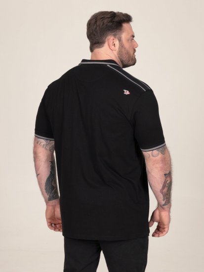 D555 Potts Jersey Polo With Jacquard Collar & Cuffs Schwarz - Polo-shirts für herren - Polo-Shirts für Herren in großen Größen