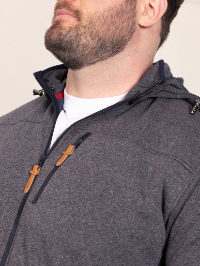 D555 Conrad Detachable Hood Bonded Fleece Zip Through Hoody TALL Navyblau - TALL sweatshirts - TALL Sweatshirts für große Männer