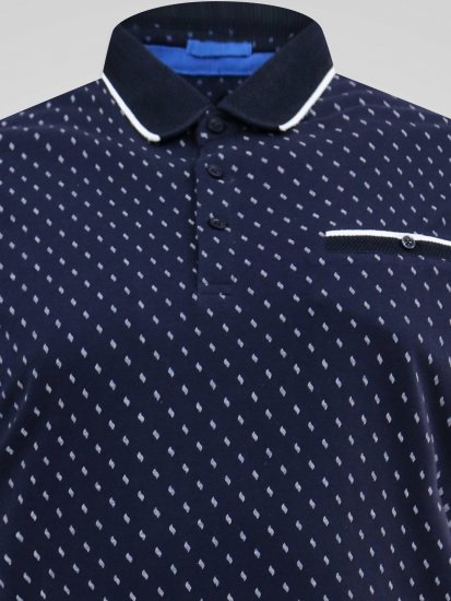 D555 Reid AOP Polo With Jacquard Collar, Pocket And Cuffs Navyblau - Polo-shirts für herren - Polo-Shirts für Herren in großen Größen