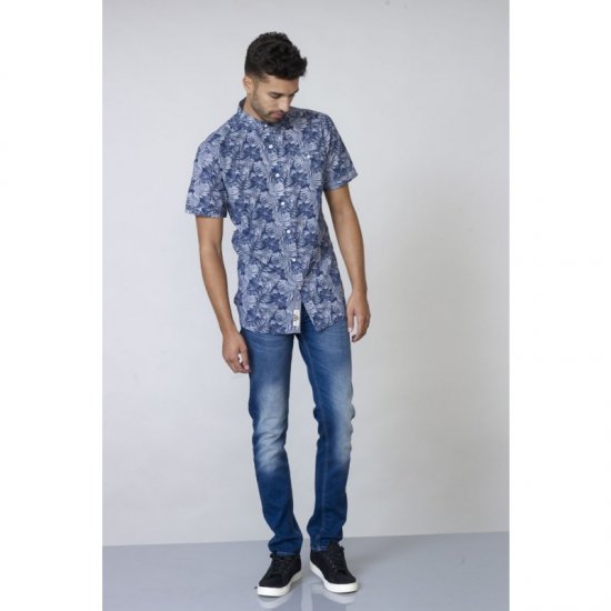 D555 Sheldon Hawaii Shirt Navy - Herrenhemden - Herrenhemden in großen Größen