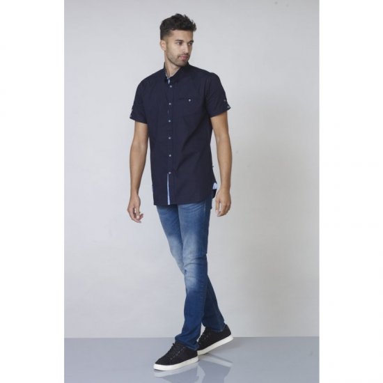 D555 Tim Short Sleeve Shirt Navy - Herrenhemden - Herrenhemden in großen Größen
