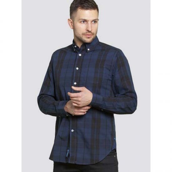 D555 Davenport Long Sleeve Shirt Navy - Herrenhemden - Herrenhemden in großen Größen