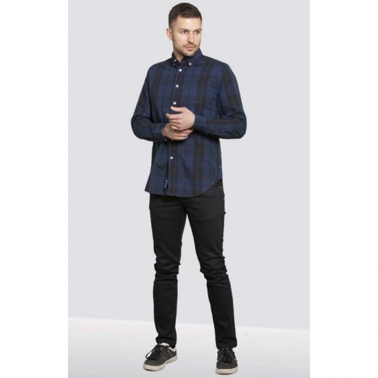 D555 Davenport Long Sleeve Shirt Navy - Herrenhemden - Herrenhemden in großen Größen