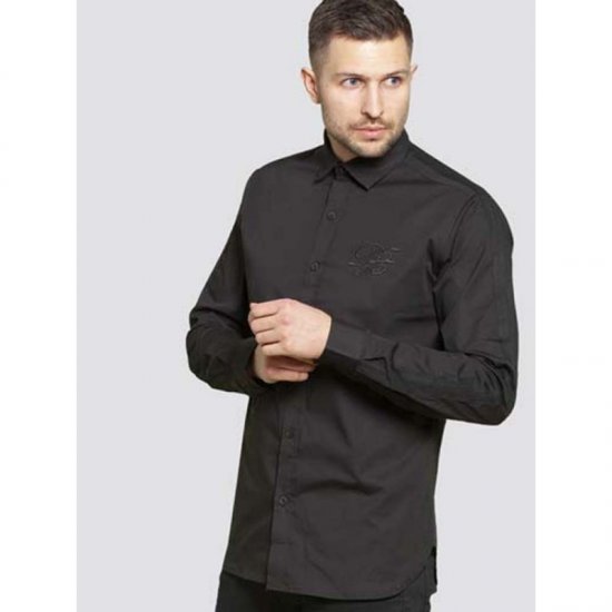 D555 Michael Couture Stretch Shirt Black - Herrenhemden - Herrenhemden in großen Größen