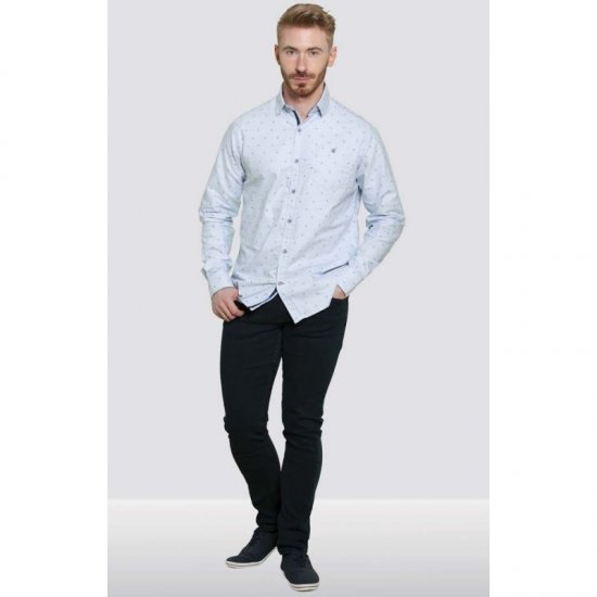 D555 Addington Printed Oxford Shirt Blue - Herrenhemden - Herrenhemden in großen Größen