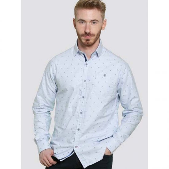 D555 Addington Printed Oxford Shirt Blue - Herrenhemden - Herrenhemden in großen Größen