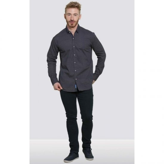 D555 Babworth Long Sleeve Shirt Navy - Herrenhemden - Herrenhemden in großen Größen