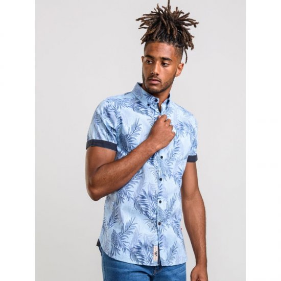 D555 Santana Hawaii Shirt Sky Blue - Herrenhemden - Herrenhemden in großen Größen