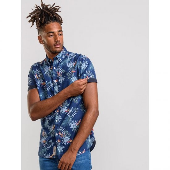 D555 Reuben Hawaii Shirt Navy - Herrenhemden - Herrenhemden in großen Größen