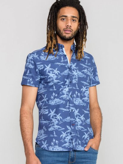 D555 WHITSBURY Hawaiian Print Shirt - Herrenhemden - Herrenhemden in großen Größen