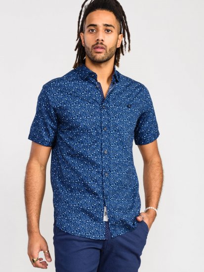 D555 Tristain S/S Floral Ao Print Shirt Navy - Herrenhemden - Herrenhemden in großen Größen