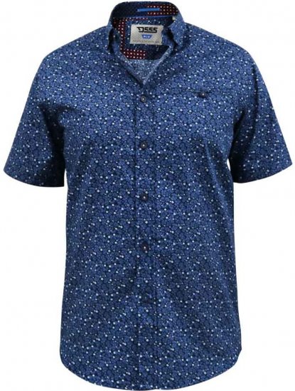 D555 Tristain S/S Floral Ao Print Shirt Navy - Herrenhemden - Herrenhemden in großen Größen