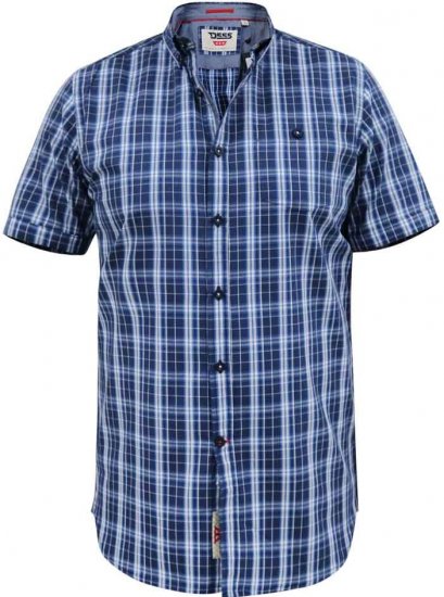 D555 Walcot Check Button Down Collar S/S Shirt Navy - Herrenhemden - Herrenhemden in großen Größen