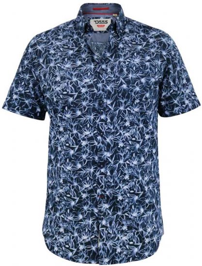 D555 Padbury Floral Ao Printed S/S Shirt Navy - Herrenhemden - Herrenhemden in großen Größen