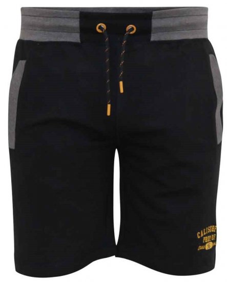 D555 Sutton Elasticated Waist Shorts With Embroidery Black - Jogginghosen für herren - Jogginghosen für Herren in großen Größen