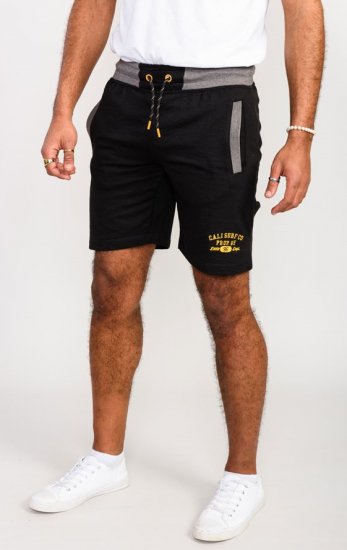 D555 Sutton Elasticated Waist Shorts With Embroidery Black - Jogginghosen für herren - Jogginghosen für Herren in großen Größen