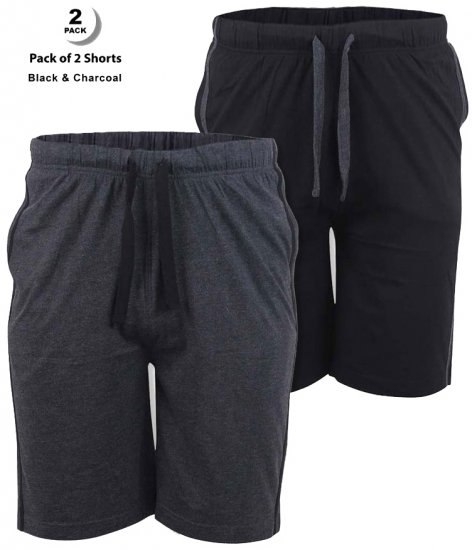 D555 Ryan Jersey Shorts 2-pack Black/Charcoal - Jogginghosen für Herren in großen Größen - Jogginghosen für Herren in großen Größen