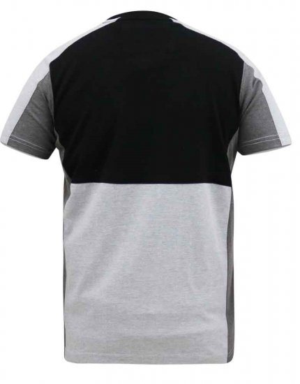 D555 Felix Couture Crew Neck Cut And Sew T-Shirt Black/Charcoal - Herren-T-shirts - Herren-T-Shirts in großen Größen