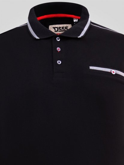 D555 Potts Jersey Polo With Jacquard Collar & Cuffs Schwarz - Polo-shirts für herren - Polo-Shirts für Herren in großen Größen