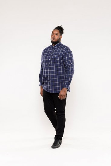 D555 Townsville Check Button Down Collar Shirt Navy - Herrenhemden - Herrenhemden in großen Größen