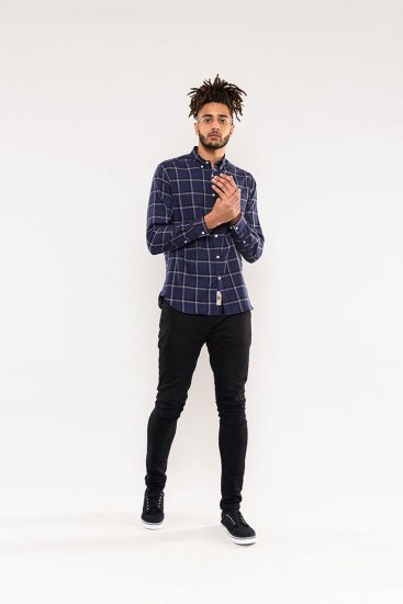 D555 Townsville Check Button Down Collar Shirt Navy - Herrenhemden - Herrenhemden in großen Größen